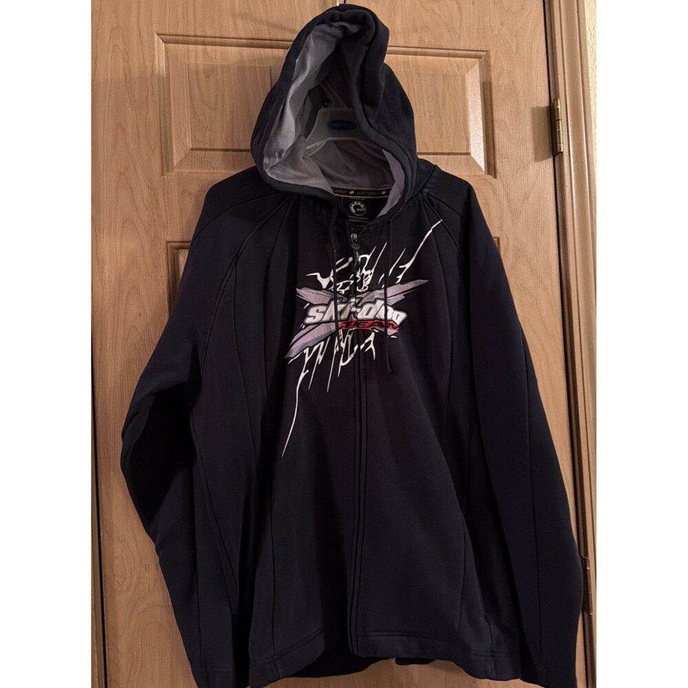 Vtg. Y2K SKIDOO Canada Team full zip hoodie Black sweatshirt XL tag skidoo. EUC!